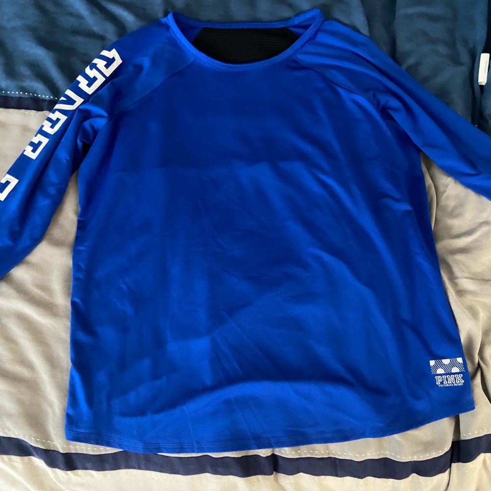 PINK VS Royal Blue Oversized Long-Sleeve Top